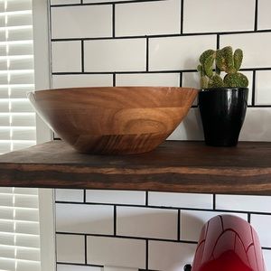 NWT Food Network salad mixing bowl kit / decorative acacia wood bowl